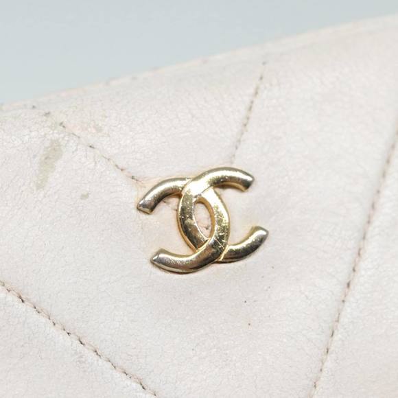 CHANEL V Stitch Chain Hand Bag Leather White CC Auth yk14103 - Picture 16 of 16
